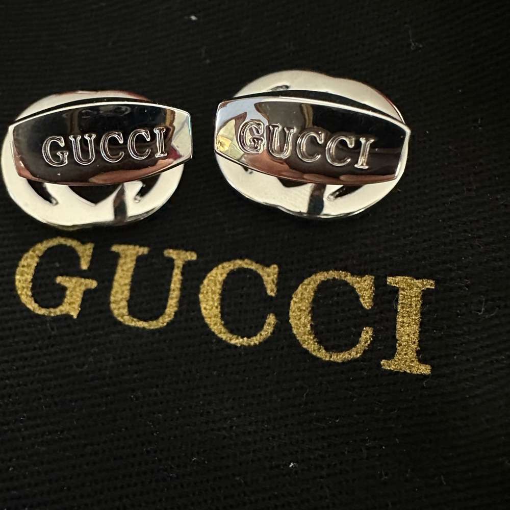 Gucci Silver Cuff Links Sleek Modern Design